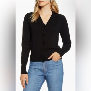 Everlane Recashmere Varsity Cardigan in black (small)